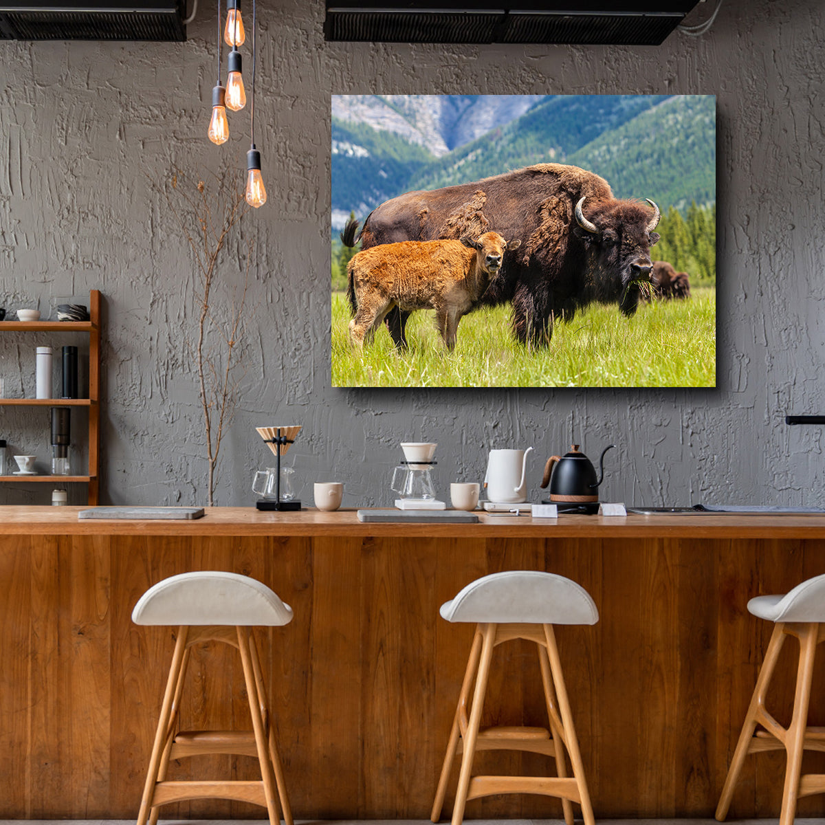 Stunning Buffalo with Calf Wall Art for Your Home Decor