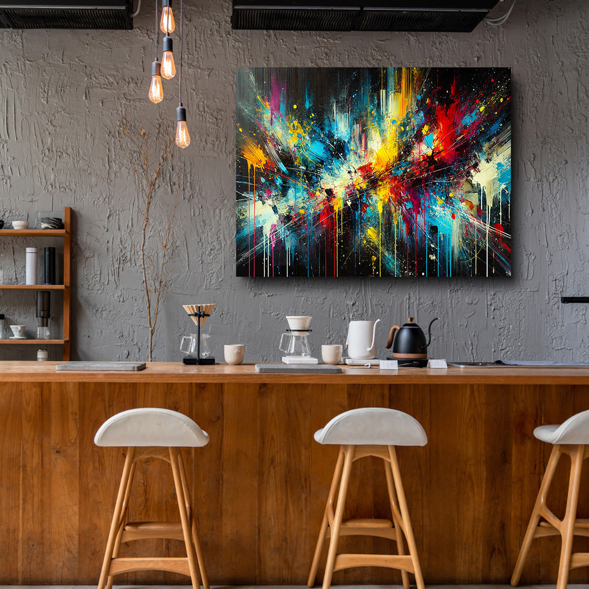 Stunning Dark Brush Stroke and Splashes Wall Art