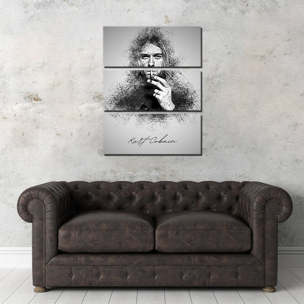 Authentic Kurt Cobain Sketch Wall Art for Music Enthusiasts