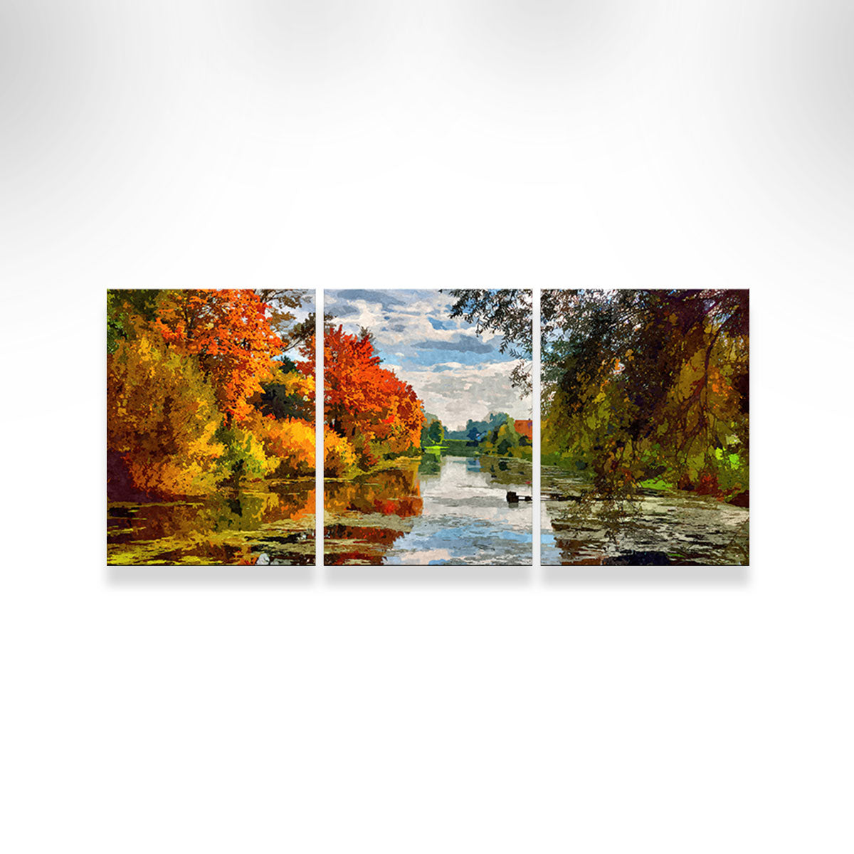 Stunning Lakeside Autumn Trees Wall Art by Denise Dundon