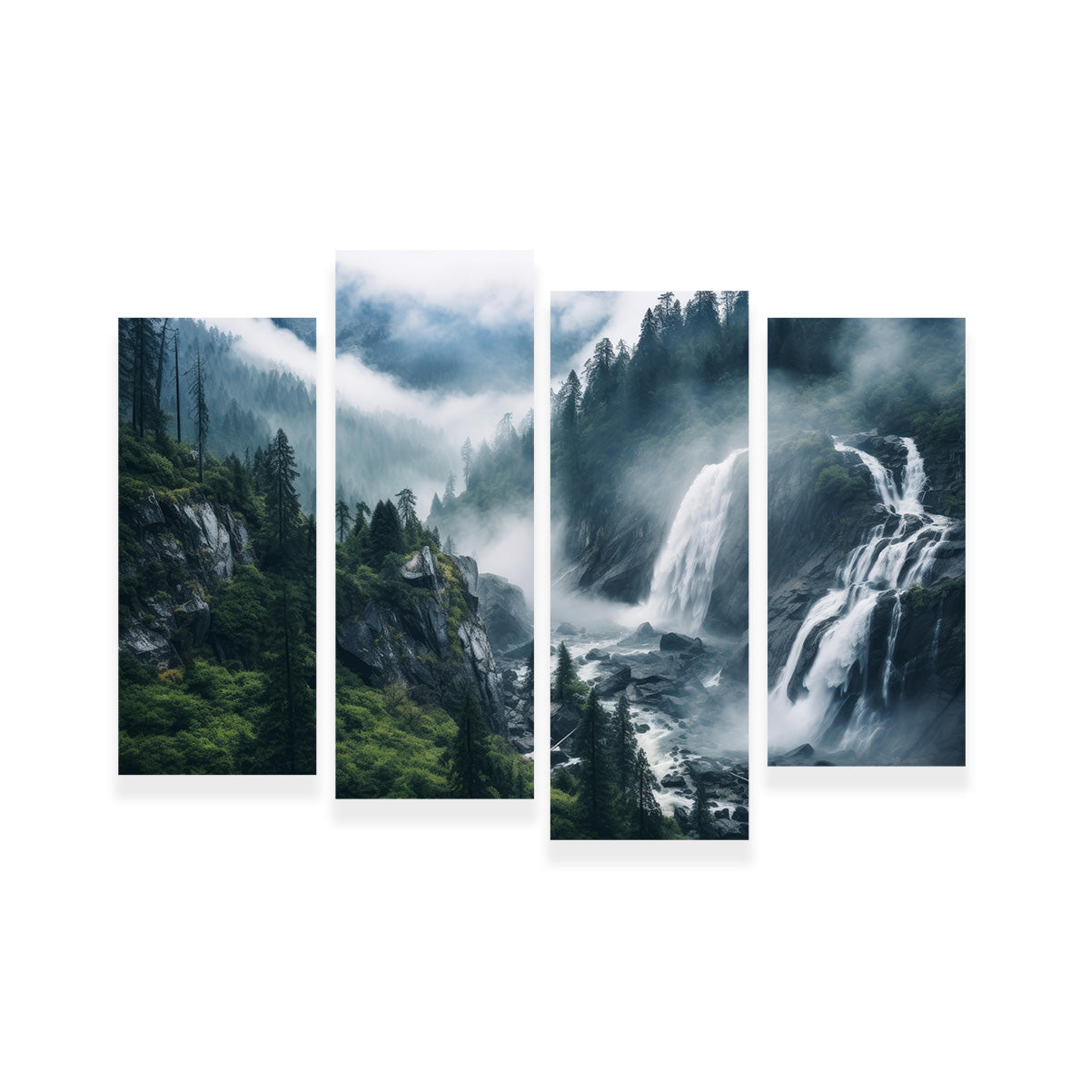 Stunning Enchanting Forest Waterfalls Wall Art for Home Decor