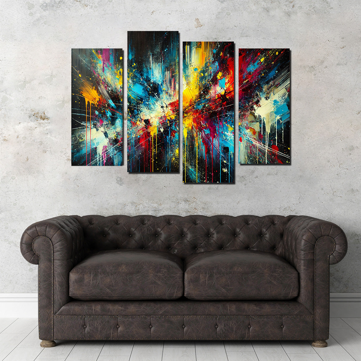 Stunning Dark Brush Stroke and Splashes Wall Art