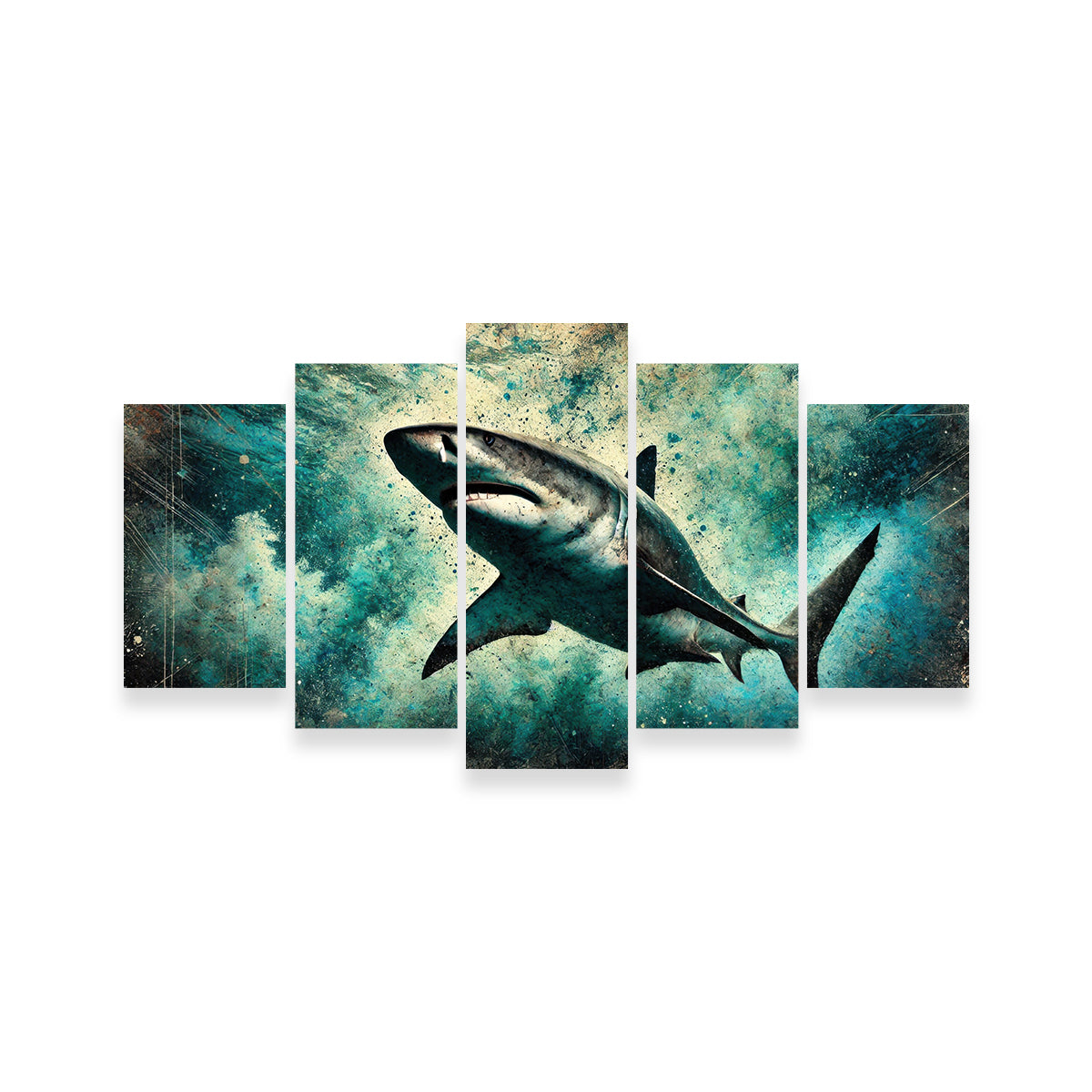 Stunning Bull Shark Grunge Wall Art for Striking Home Decor