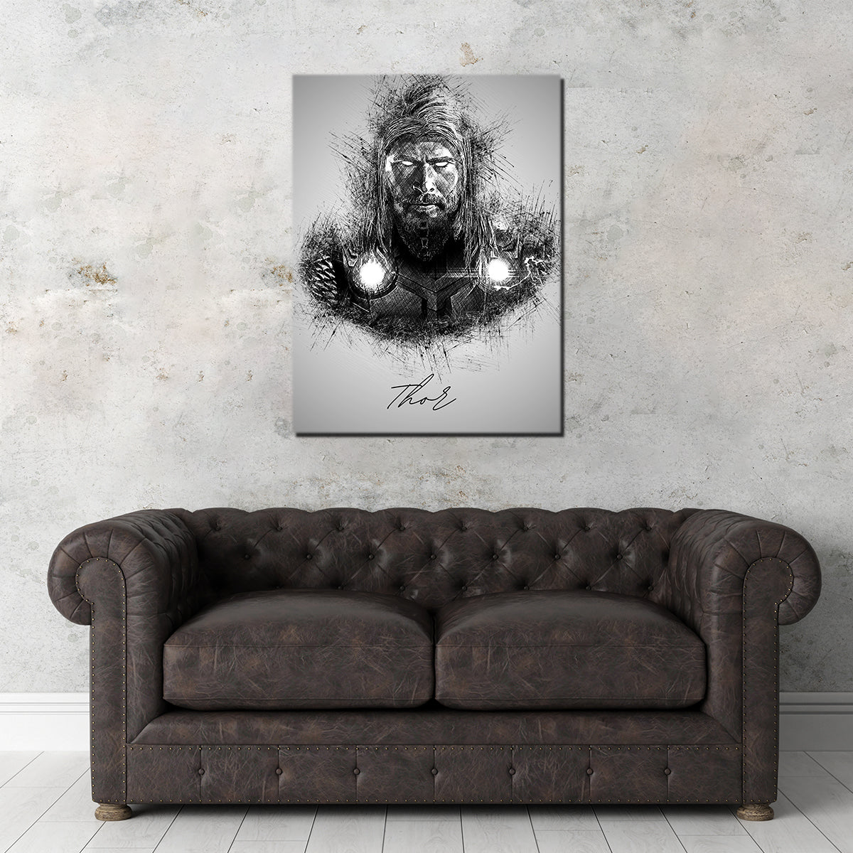 Stunning Thor Sketch Wall Art for Home Decor