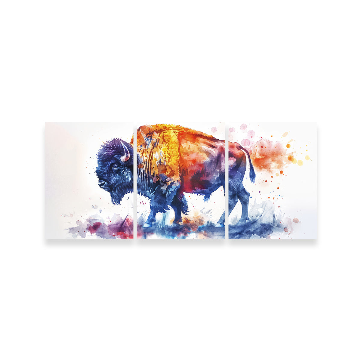 Stunning Vivid Watercolor Bison Wall Art for a Striking Home Decor