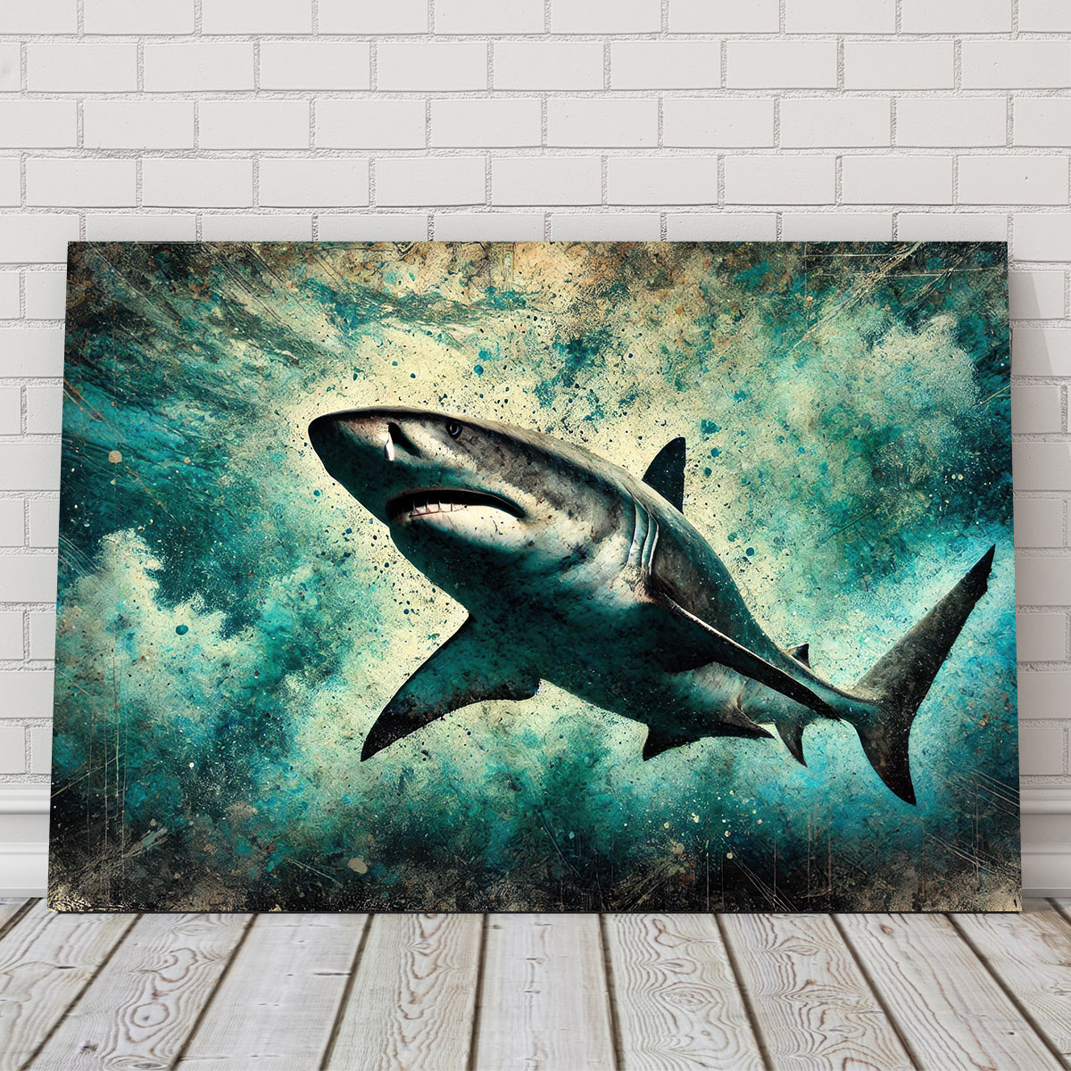 Stunning Bull Shark Grunge Wall Art for Striking Home Decor