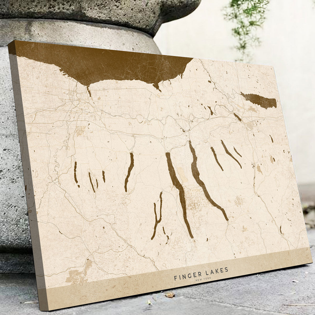 Stunning Finger Lakes Map Wall Art by Blursbyai