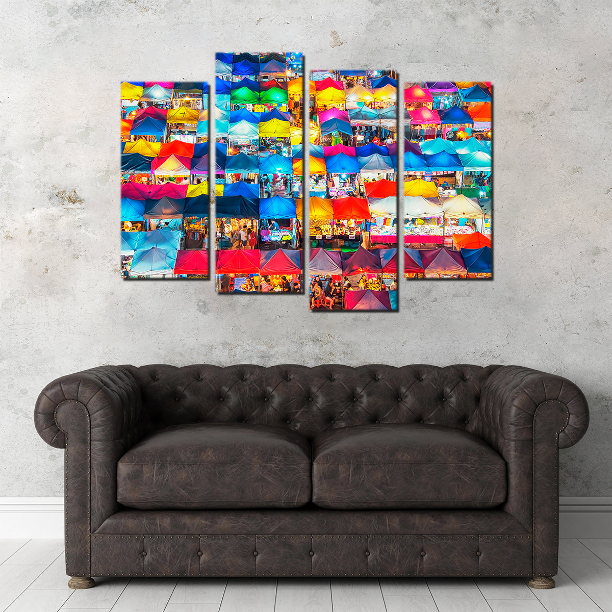 Exquisite Train Night Market Wall Art for Stunning Home Decor