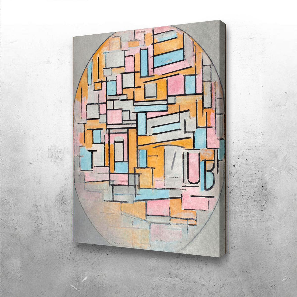 Eye - catching Oval Composition Wall Art with Color Panels by Piet Mondriaan