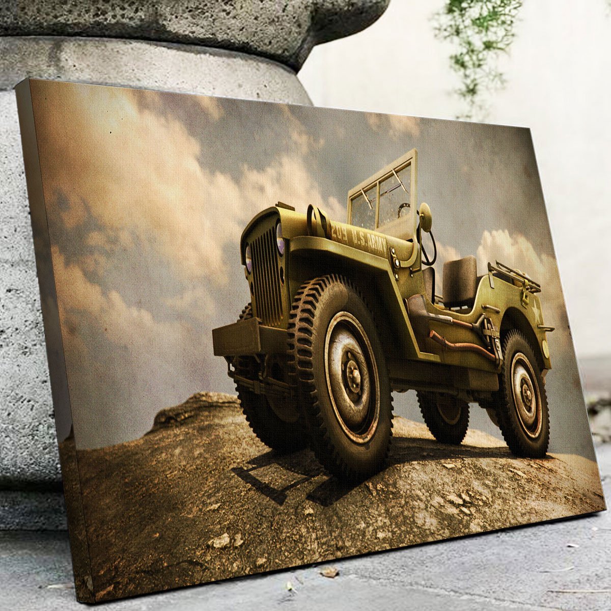 Vintage Willys Military Jeep Wall Art for Rustic Decor