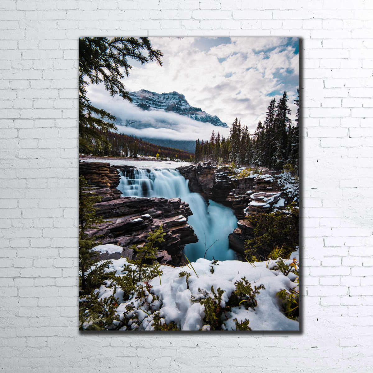 Enchanting Wintry Waterfall Wall Art by Lucas Moore
