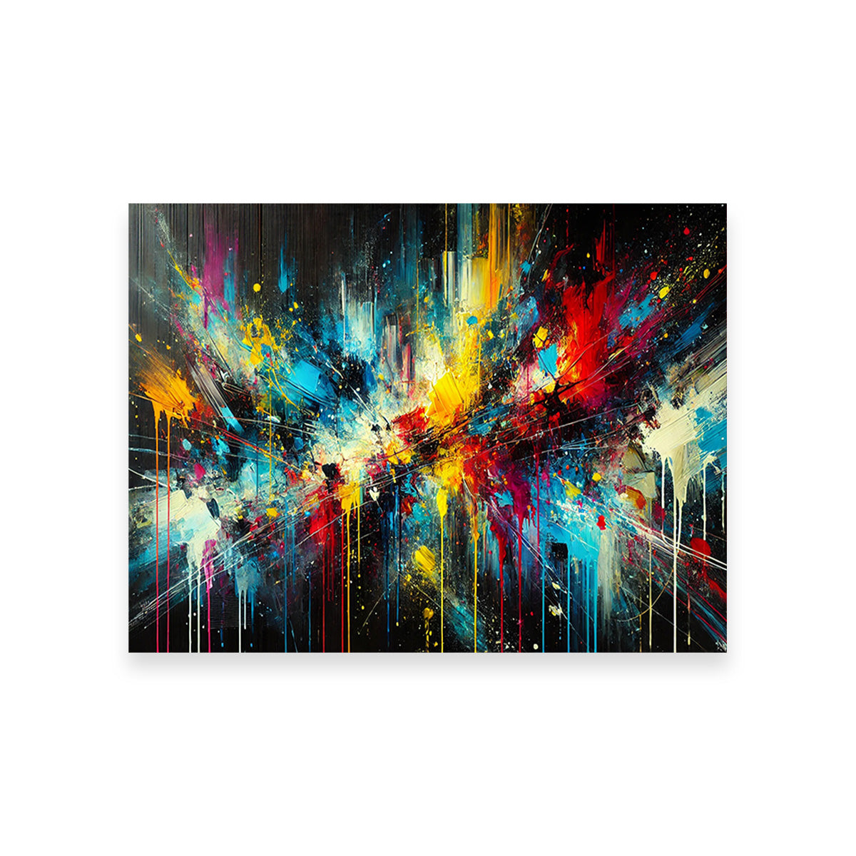 Stunning Dark Brush Stroke and Splashes Wall Art