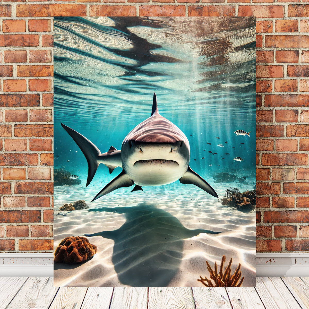 Stunning Bull Shark in Shallow Waters Wall Art for Home Decor