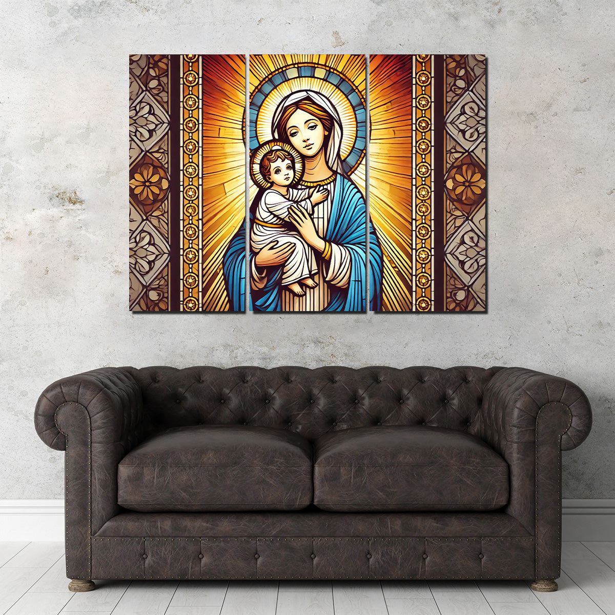 Exquisite Virgin Mary Holding Baby Jesus Wall Art for Stunning Home Decor