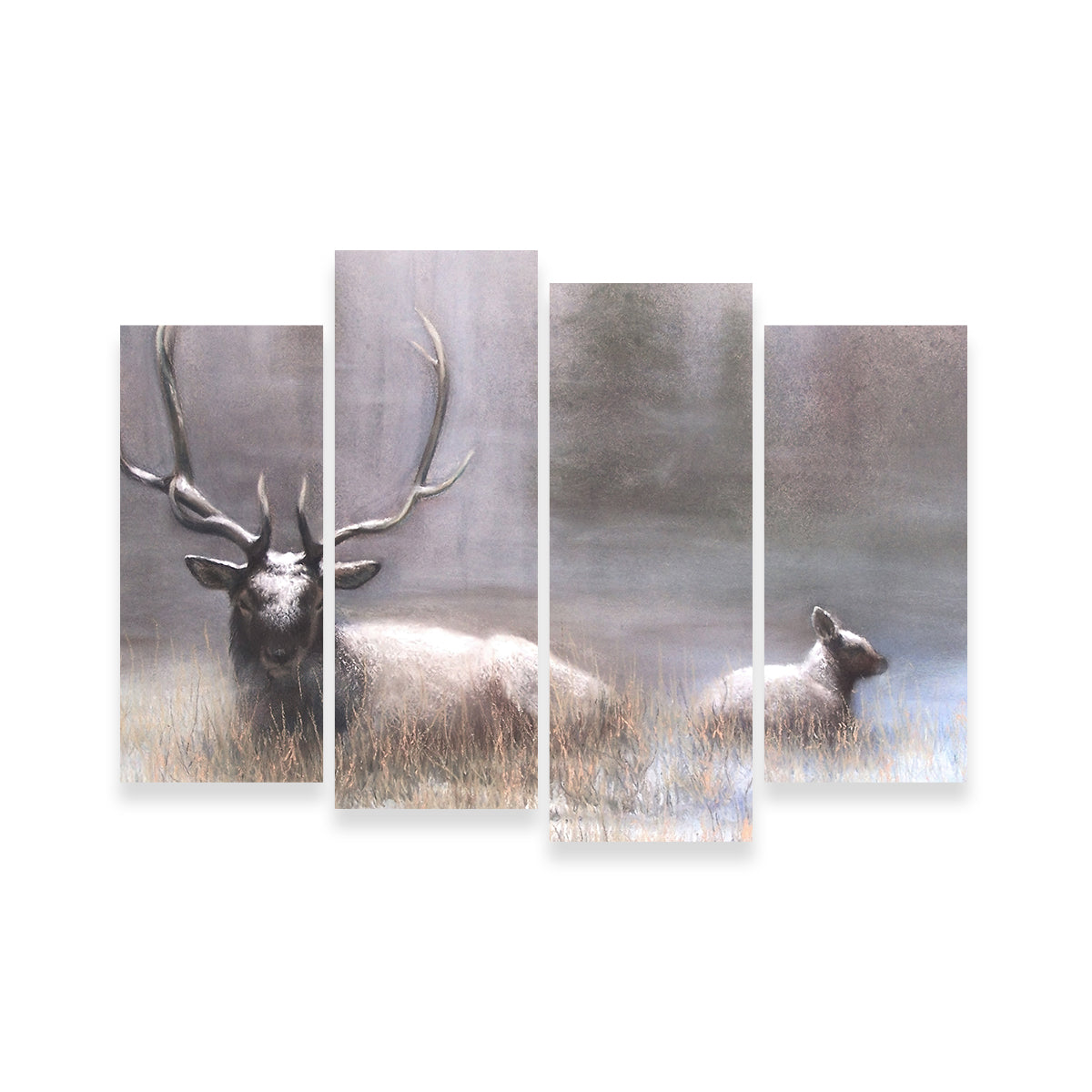 Exquisite Bull Elk & Calf Wall Art by Patricia Jaggie