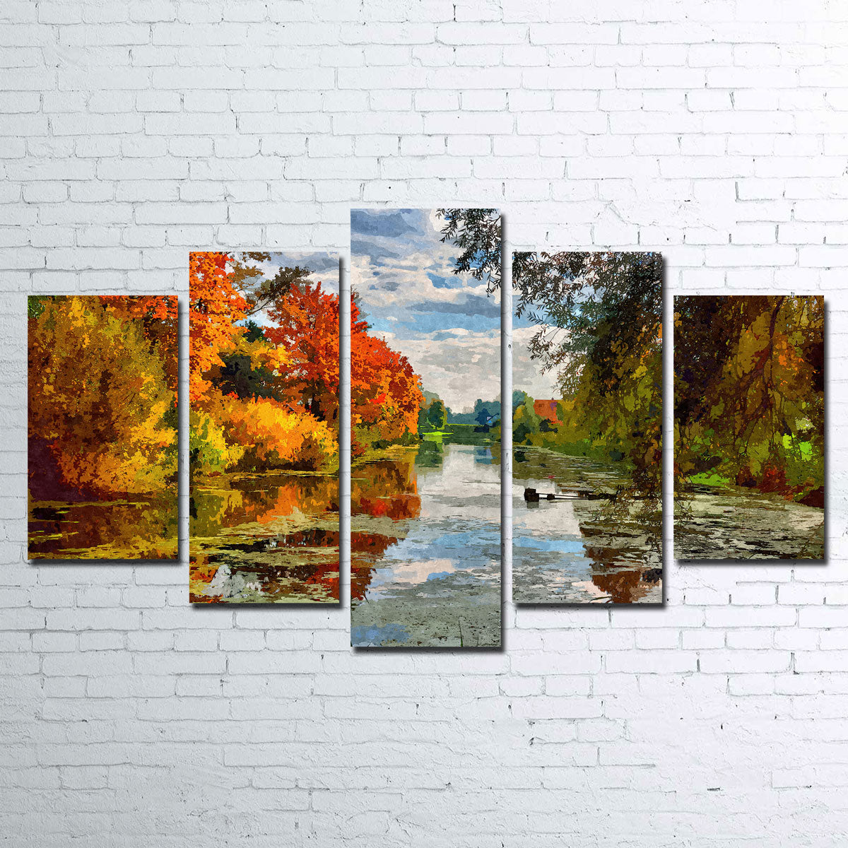 Stunning Lakeside Autumn Trees Wall Art by Denise Dundon