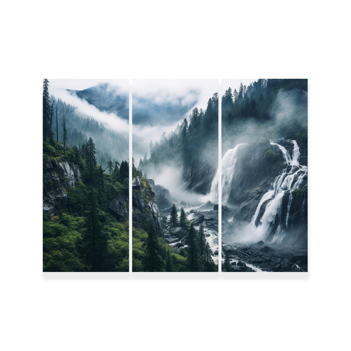 Stunning Enchanting Forest Waterfalls Wall Art for Home Decor