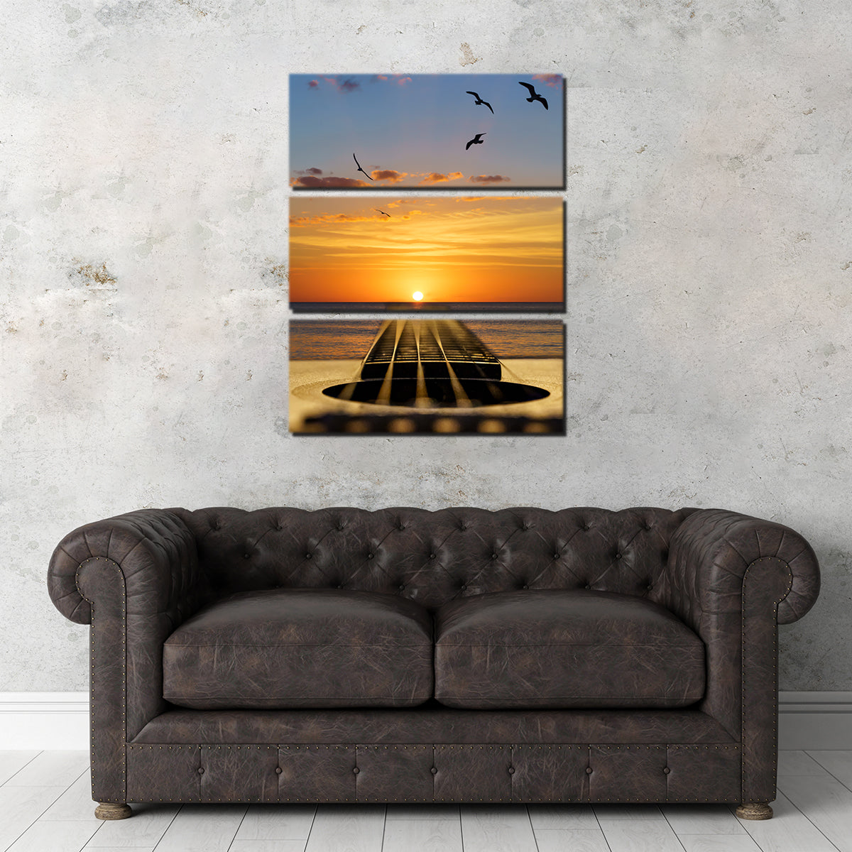 Enchanting Sunset Guitar Song Wall Art by Eileen Rollin