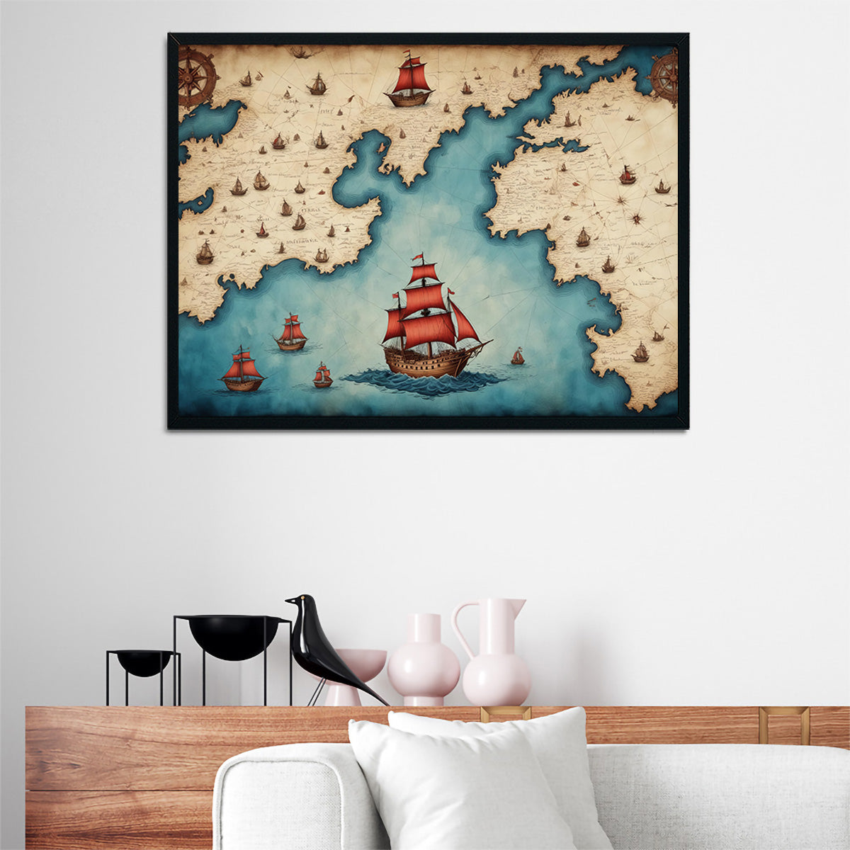 Exquisite Medieval Nautical Map Wall Art for Stunning Home Decor