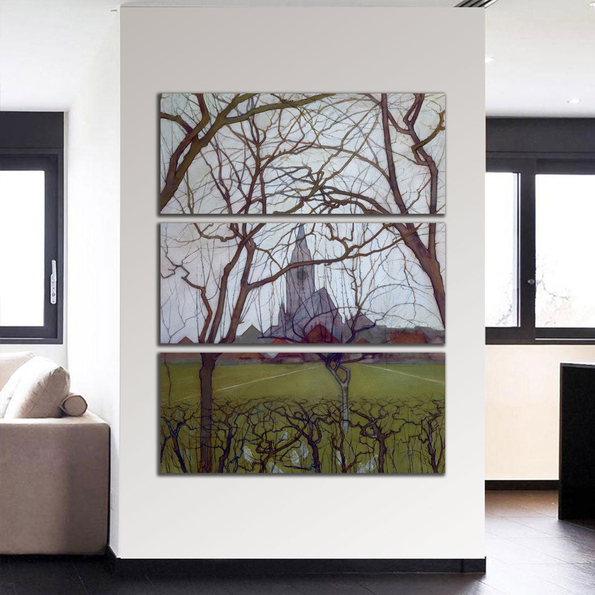 Stunning Village Church Wall Art by Piet Mondriaan