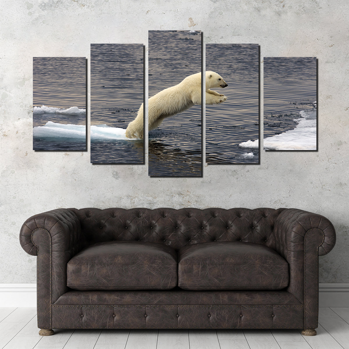 Eye - catching Jumping Polar Bear Wall Art for Stunning Home Decor