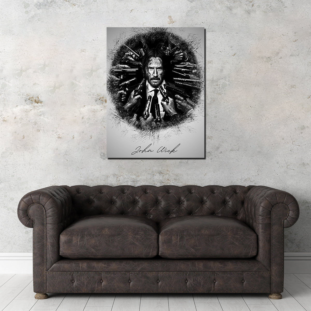 John Wick Sketch Wall Art - Stunning Museum-Quality Canvas