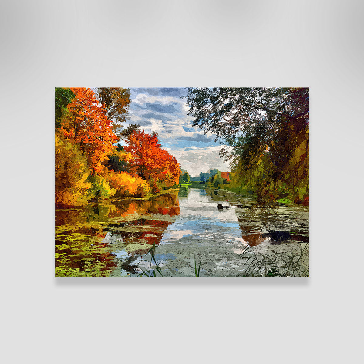 Stunning Lakeside Autumn Trees Wall Art by Denise Dundon