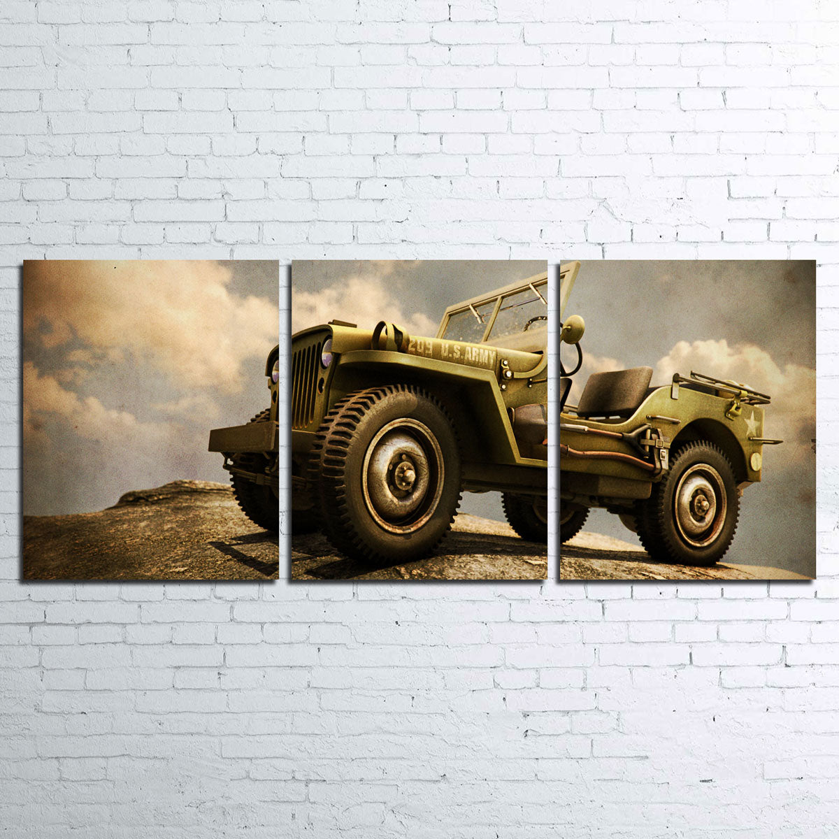 Vintage Willys Military Jeep Wall Art for Rustic Decor