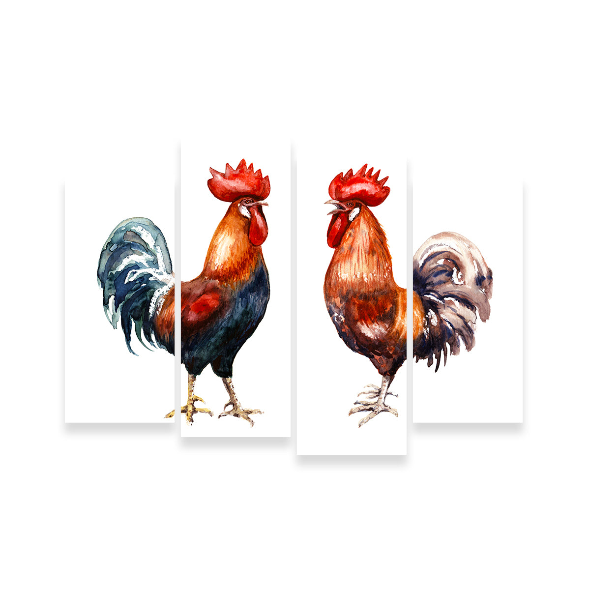 Stunning Two Red Roosters Wall Art for Your Home Decor