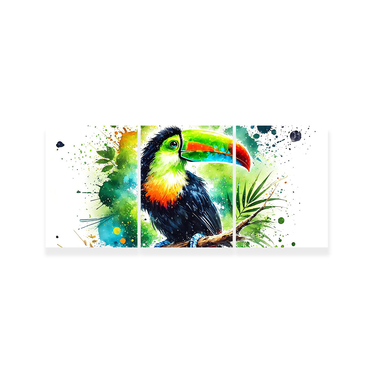Stunning Toucan Paint Drip Horizontal Wall Art for Striking Home Decor