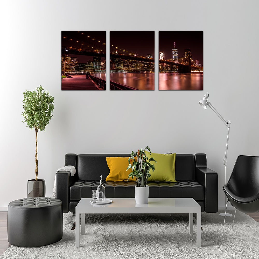 Stunning Manhattan Skyline & Brooklyn Bridge Sunset Wall Art for Home Decor
