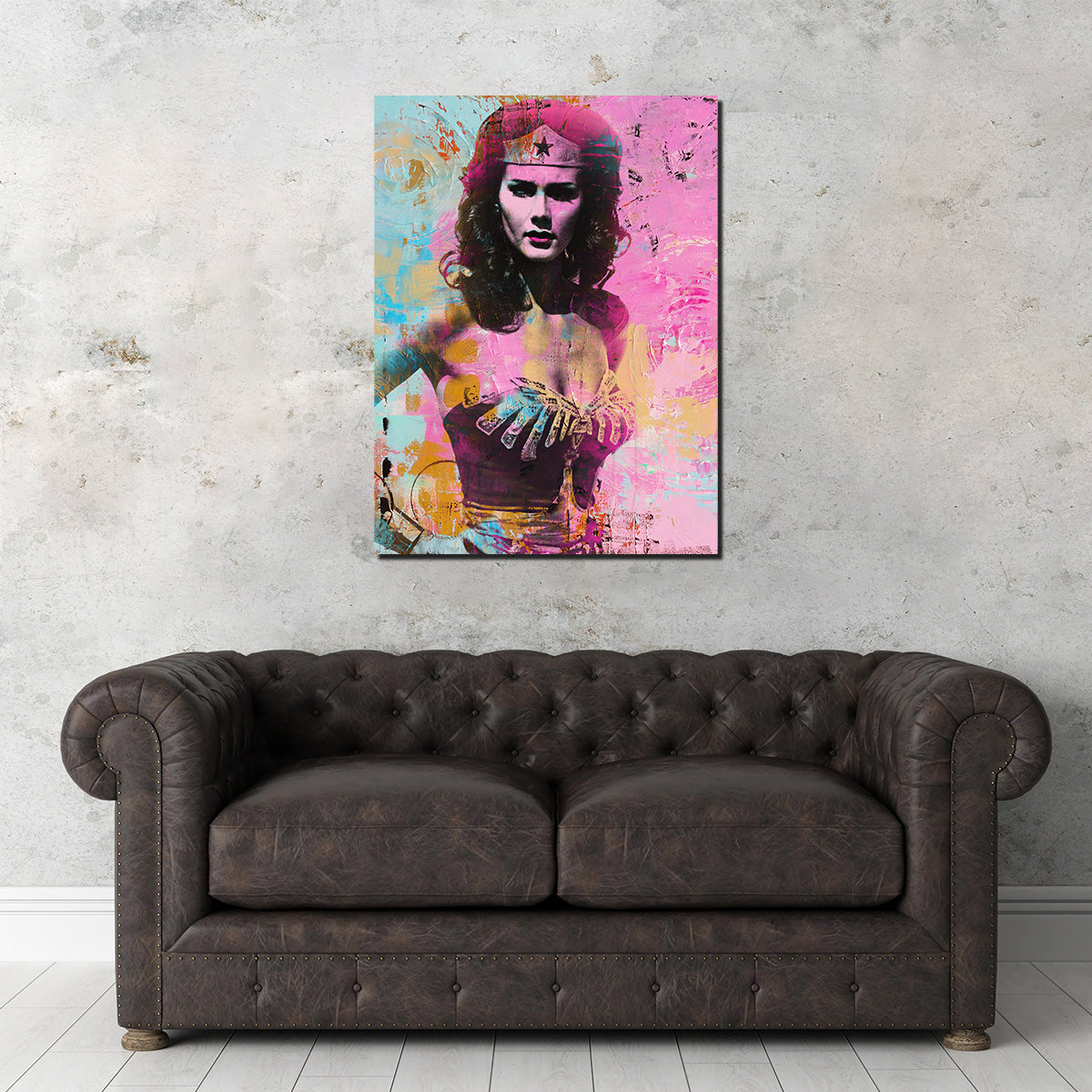 Wonder Woman Circles Wall Art by Stephen Chambers - Museum Quality Canvas Wall Decor