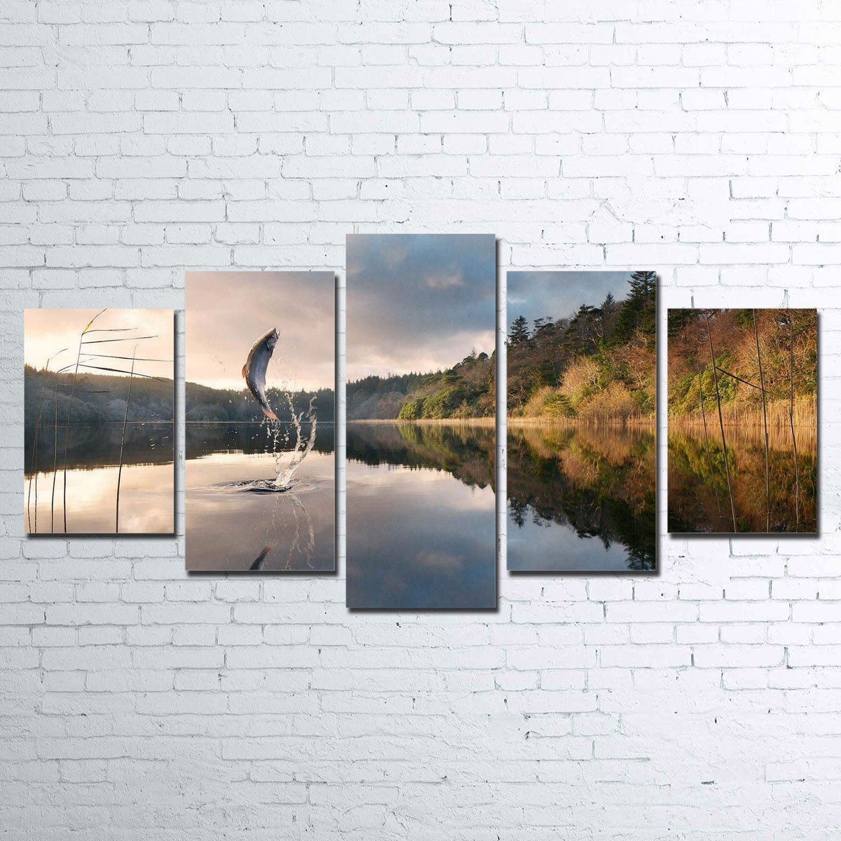 Stunning Jumping Fish 5 Piece Wall Art for Striking Home Decor
