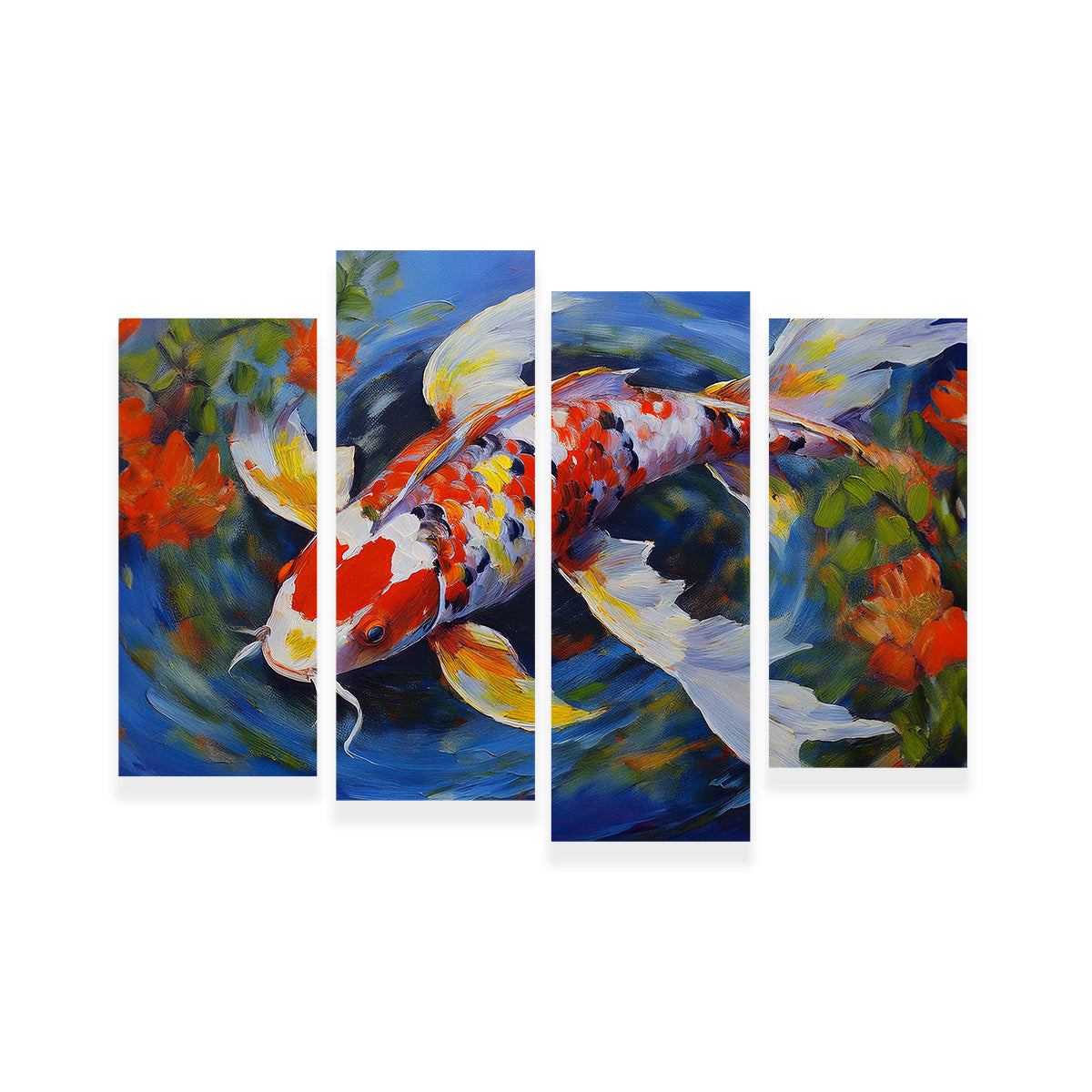 Stunning White Koi Fish Painting Wall Art for Home Decor