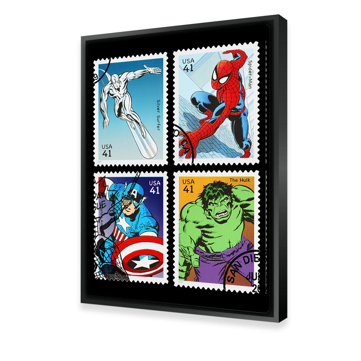 Superhero Postage Stamps Wall Art - High - Quality Decor for Your Space