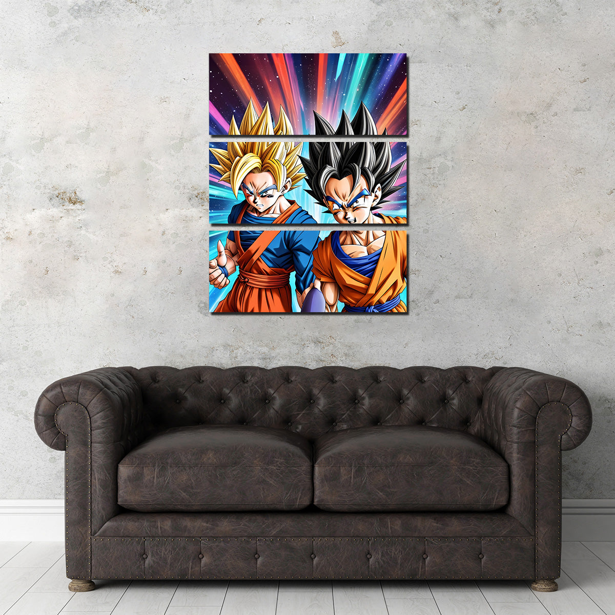 Epic Battle: Super Saiyan Goku vs Base Form Goku Canvas Print