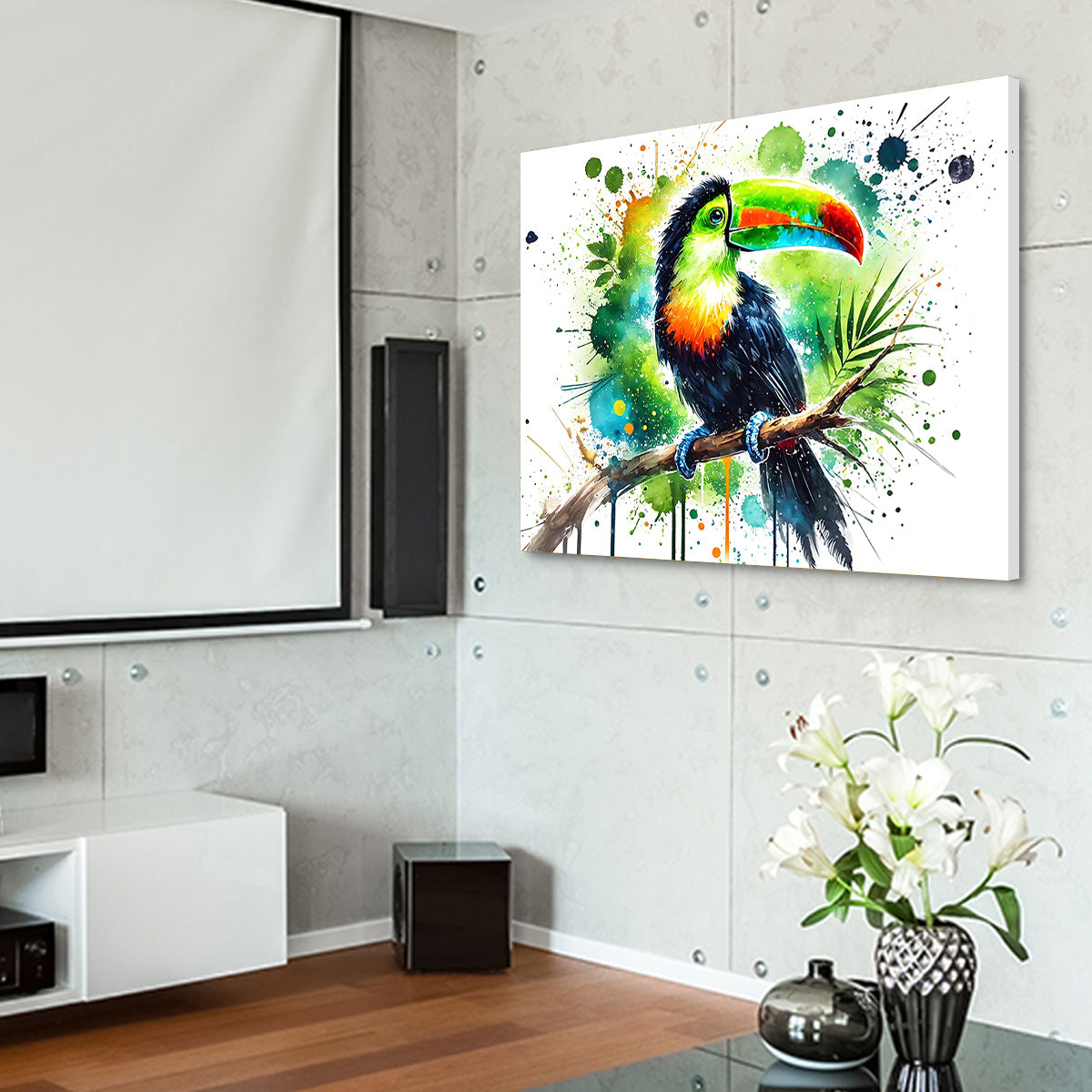 Stunning Toucan Paint Drip Horizontal Wall Art for Striking Home Decor