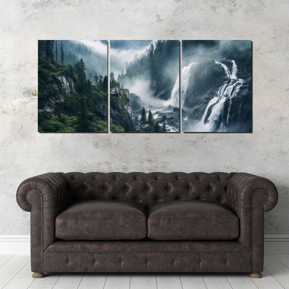 Stunning Enchanting Forest Waterfalls Wall Art for Home Decor