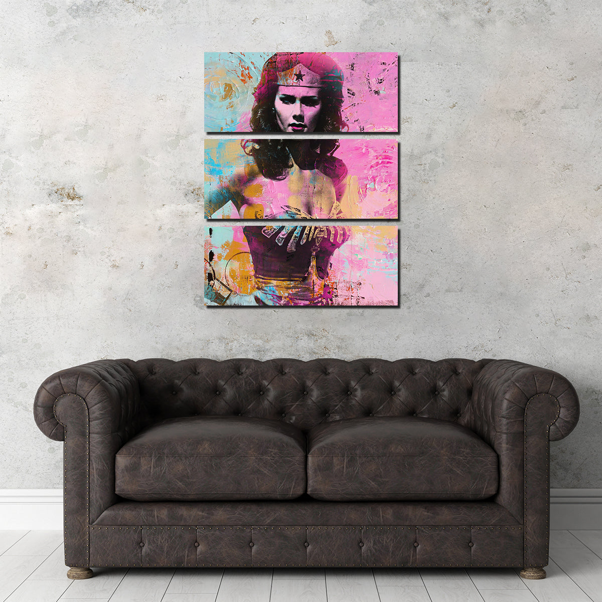 Wonder Woman Circles Wall Art by Stephen Chambers - Museum Quality Canvas Wall Decor
