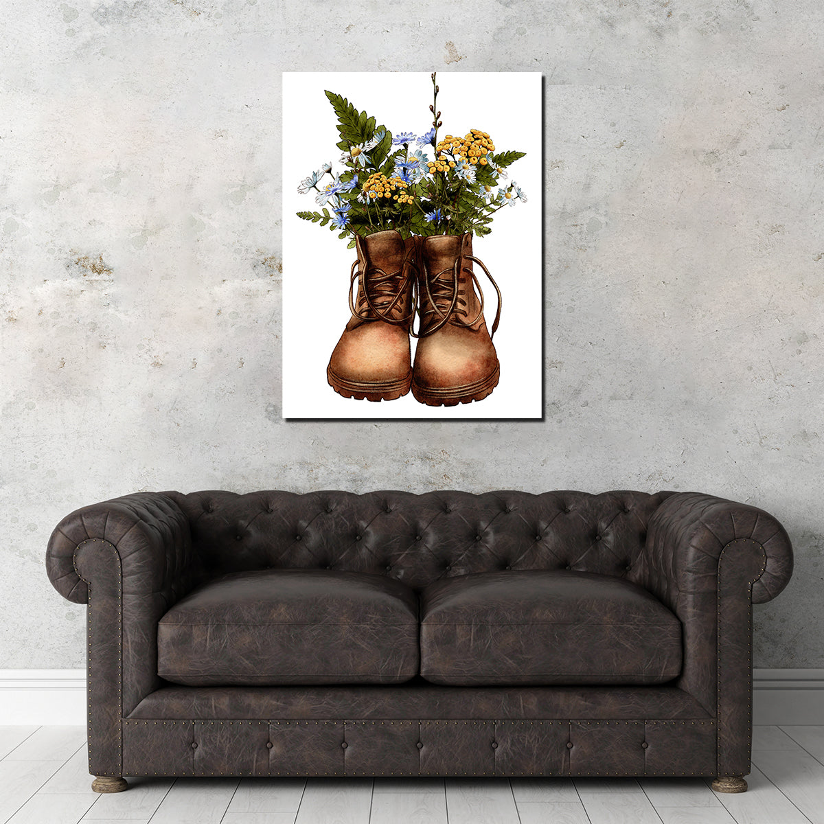 Exquisite Vintage Boots with Wildflowers Wall Art for Stunning Home Decor