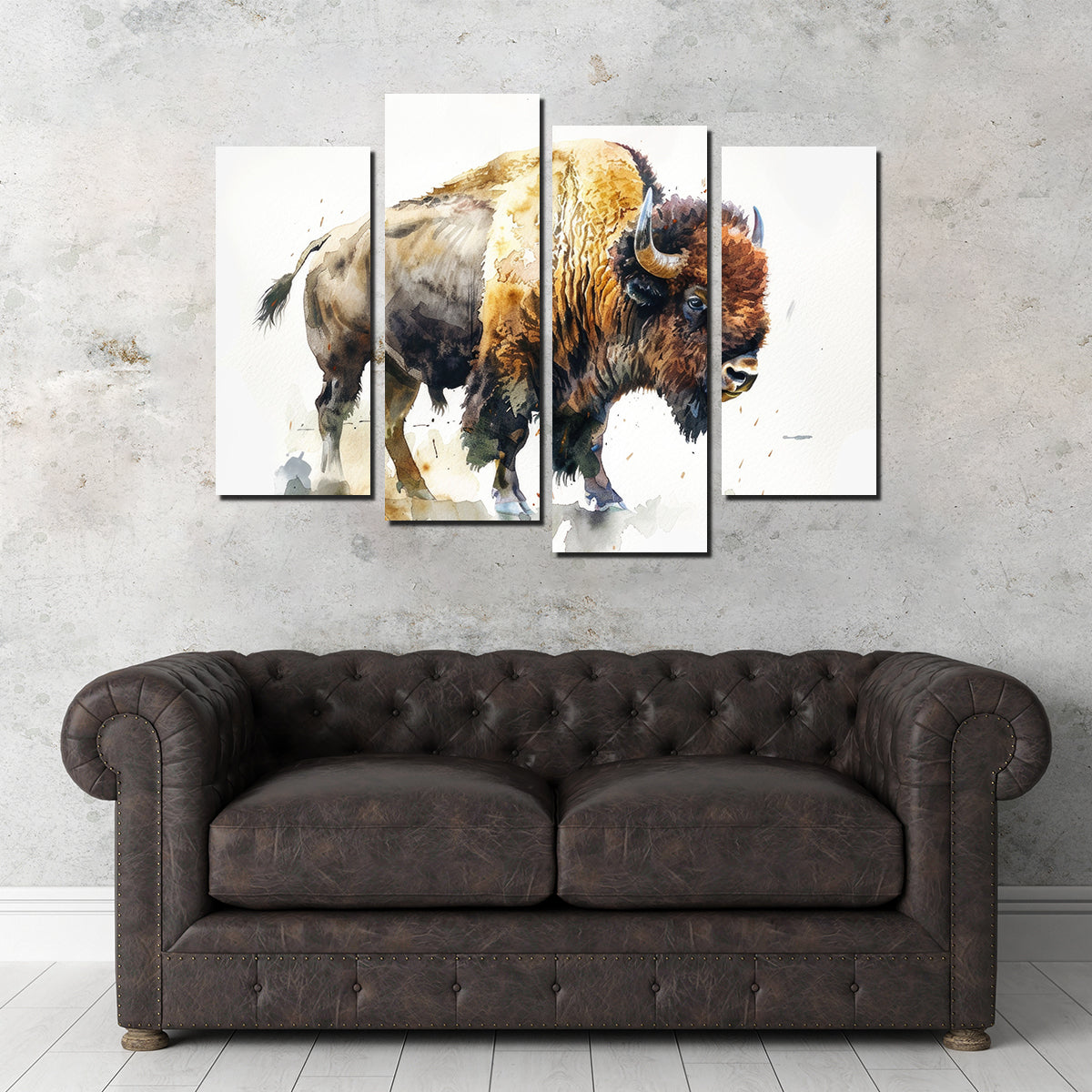 Exquisite Buffalo on White Wall Art - Ideal for Home Decor