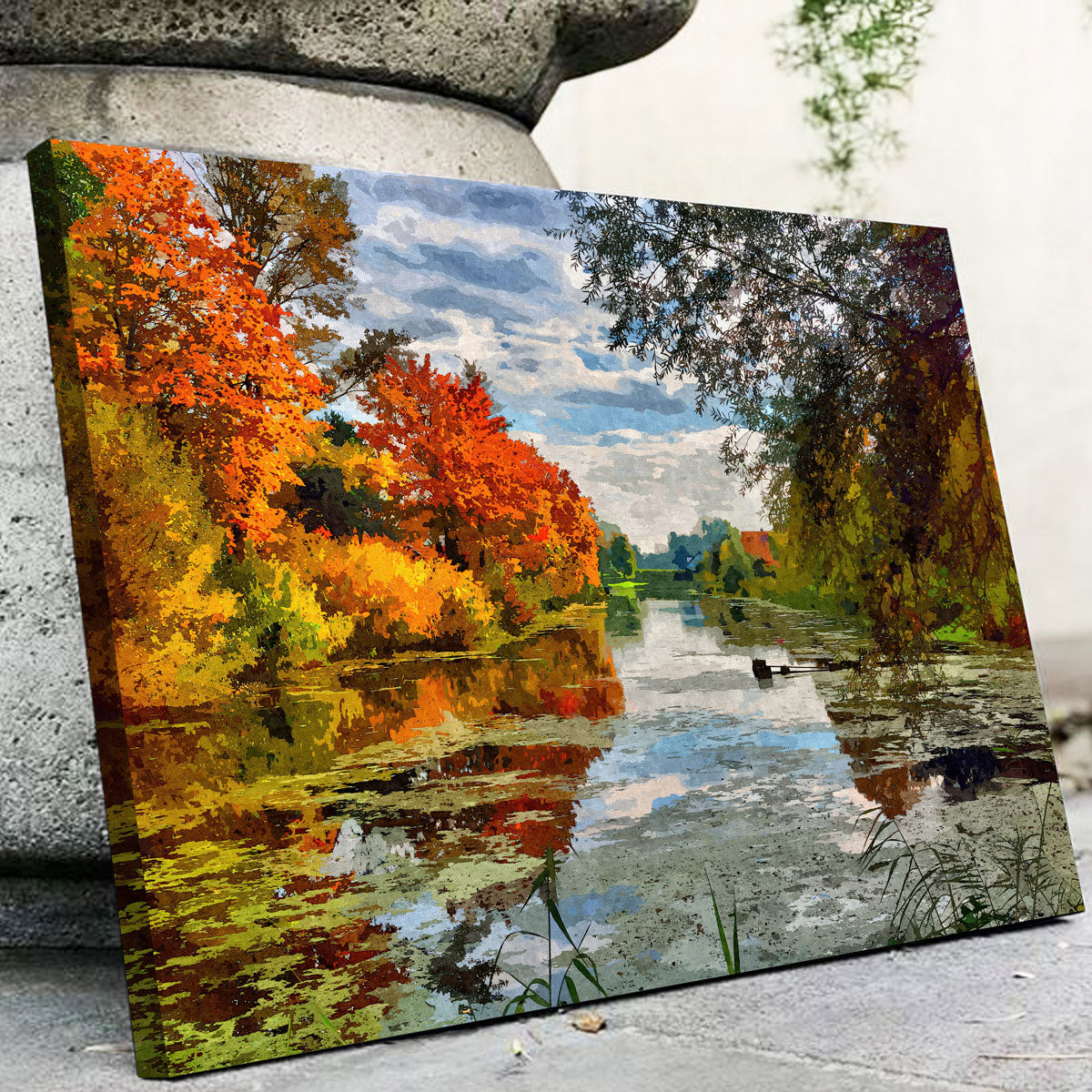 Stunning Lakeside Autumn Trees Wall Art by Denise Dundon
