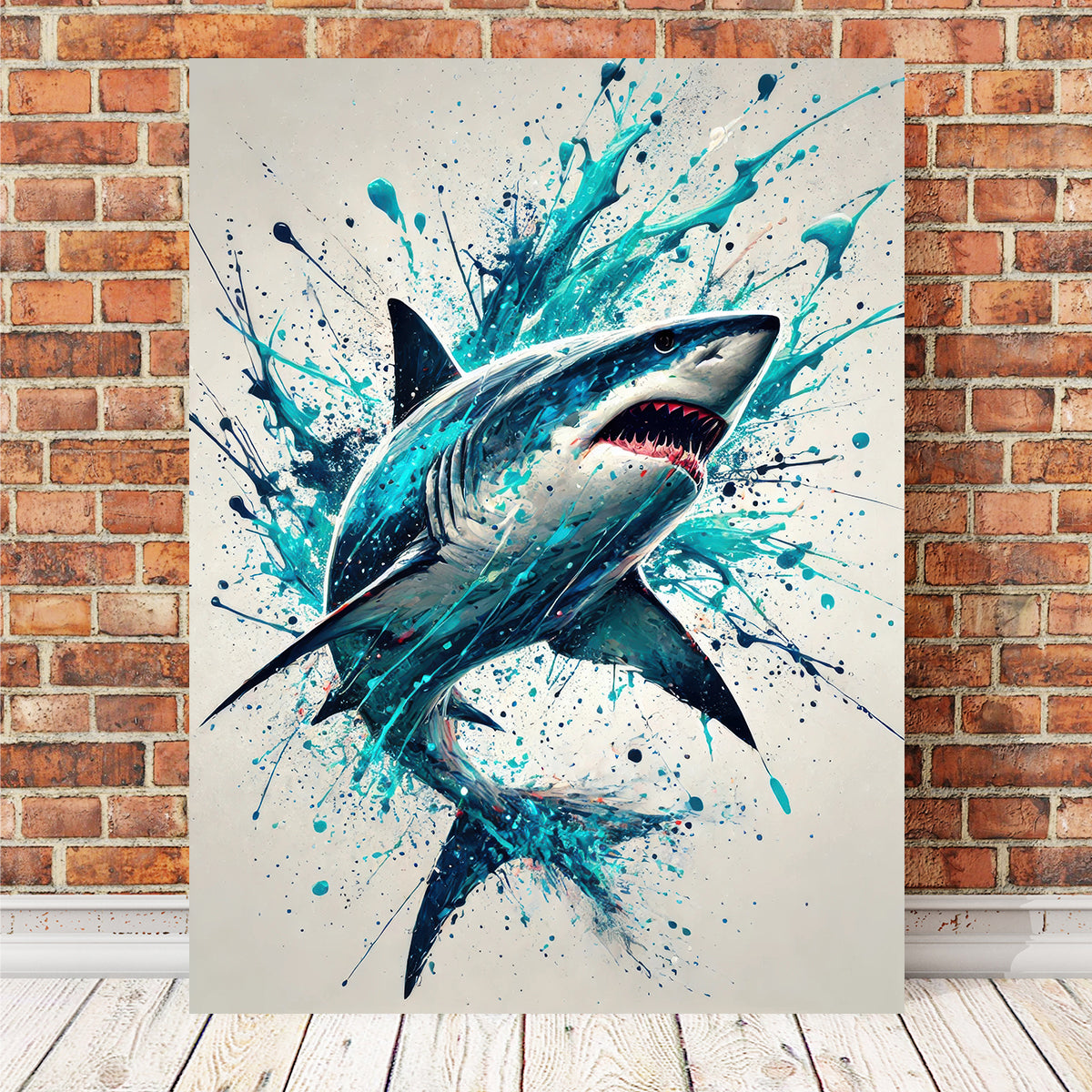 Stunning Bull Shark Blue Splash Wall Art for Home Decor