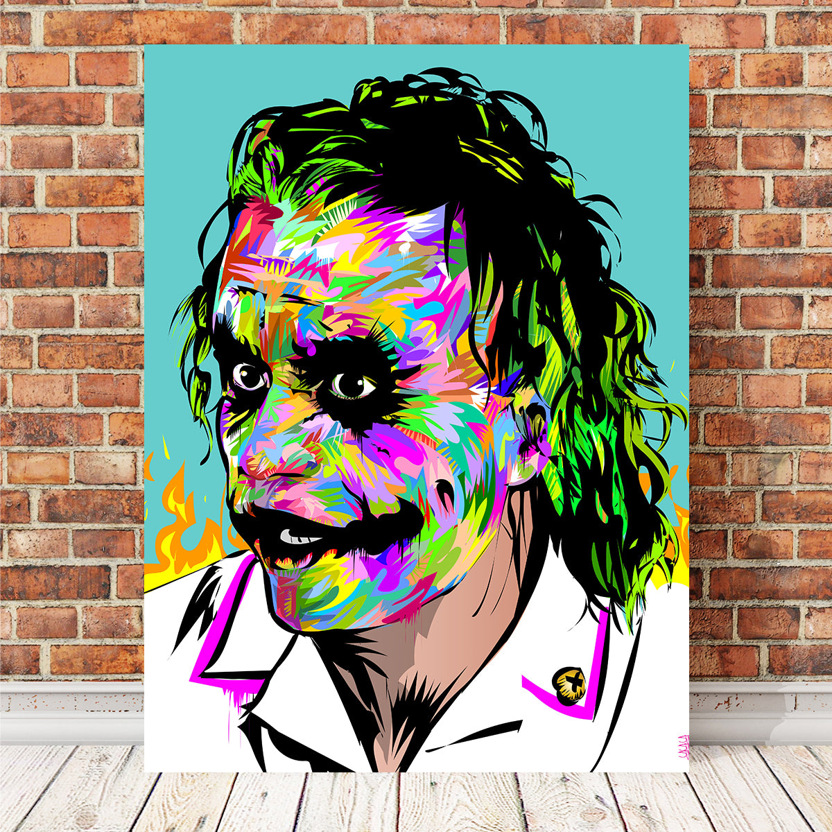 Eye - Catching Joker Brown Fire Wall Art for Your Interior