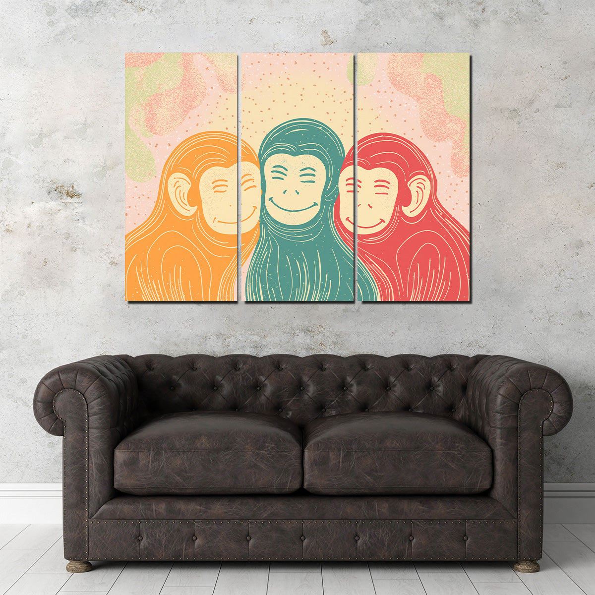 Exquisite Three Monkeys Art Print Wall Art for Stunning Home Decor