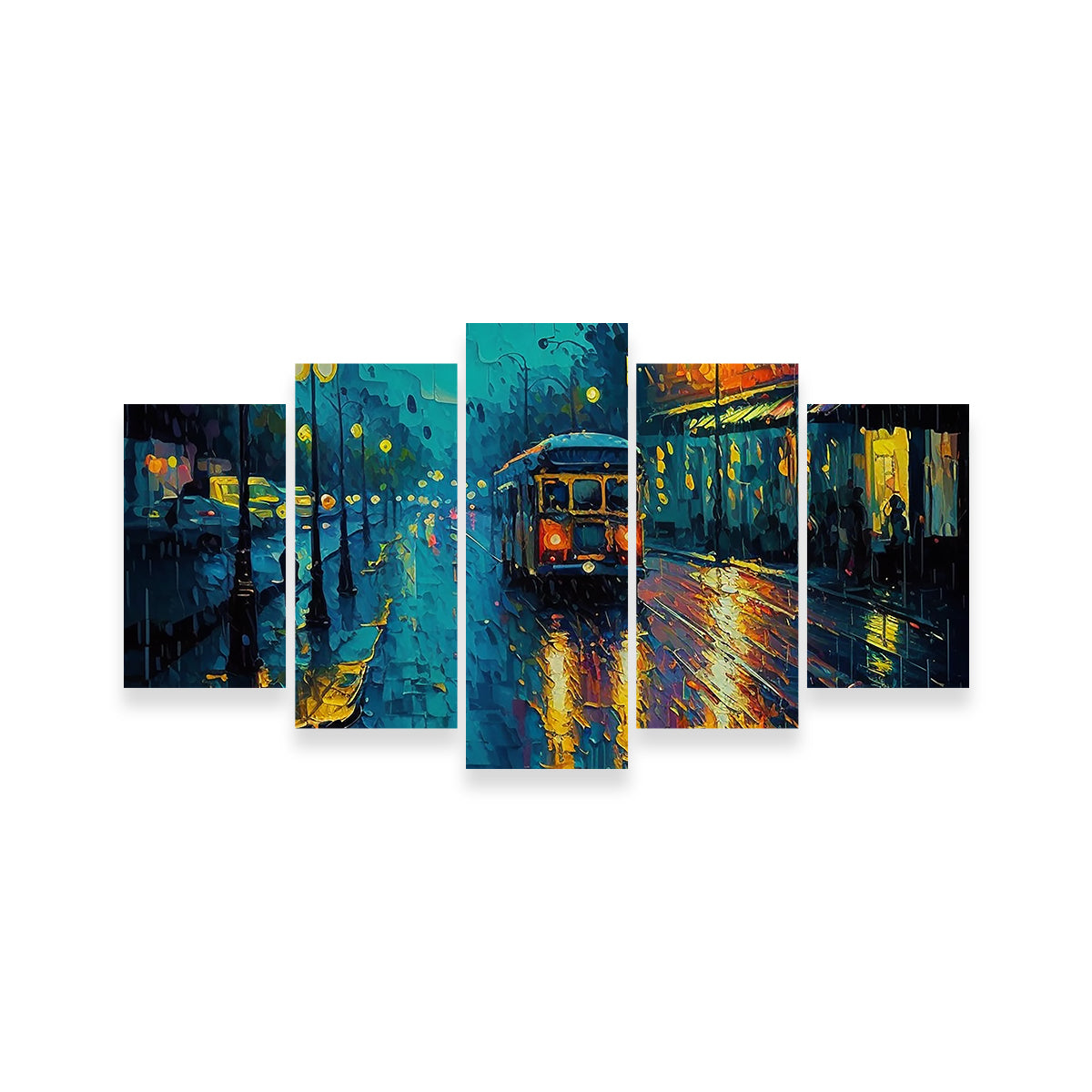 Stunning Street Car Scene on a Rainy Evening Wall Art for Your Home Decor
