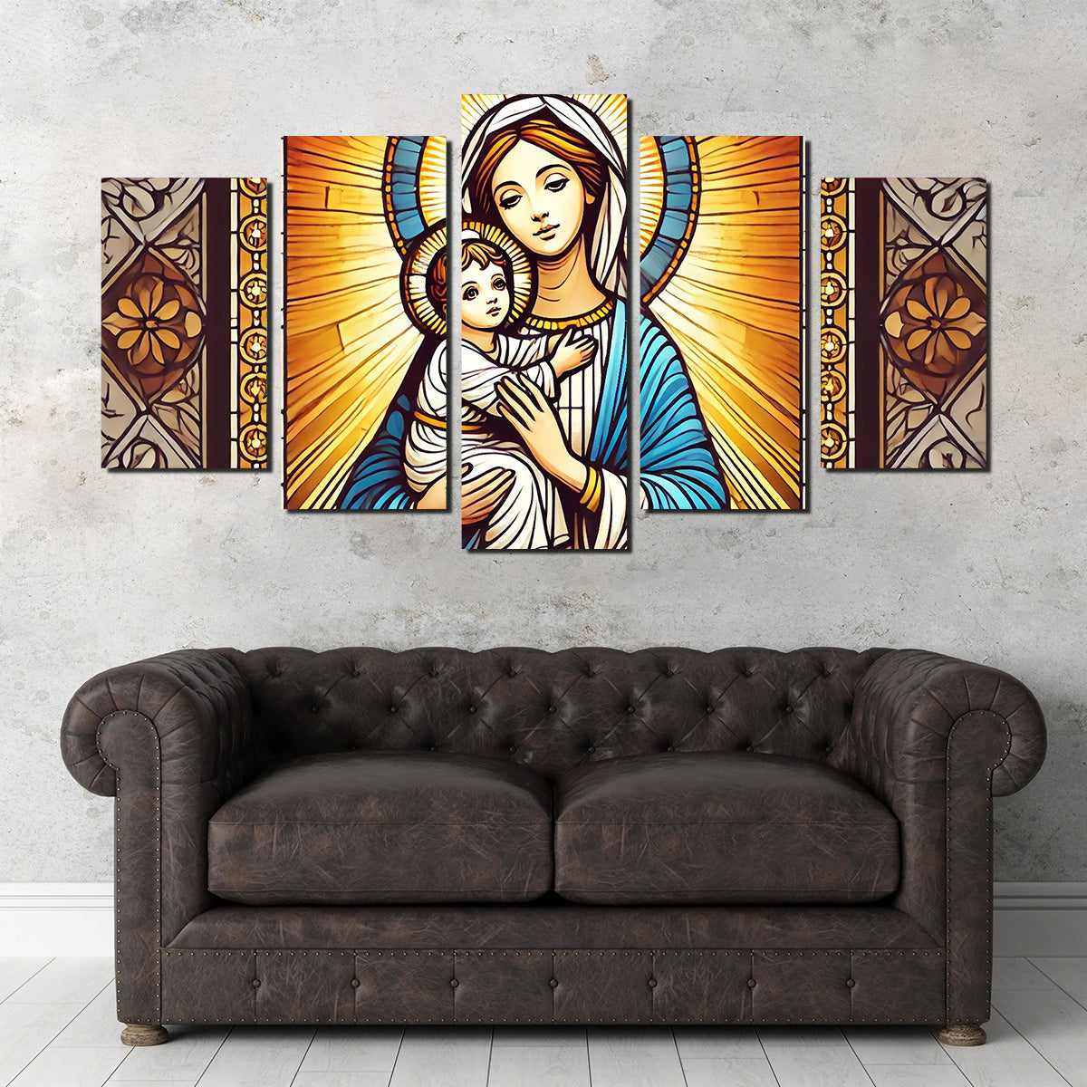 Exquisite Virgin Mary Holding Baby Jesus Wall Art for Stunning Home Decor