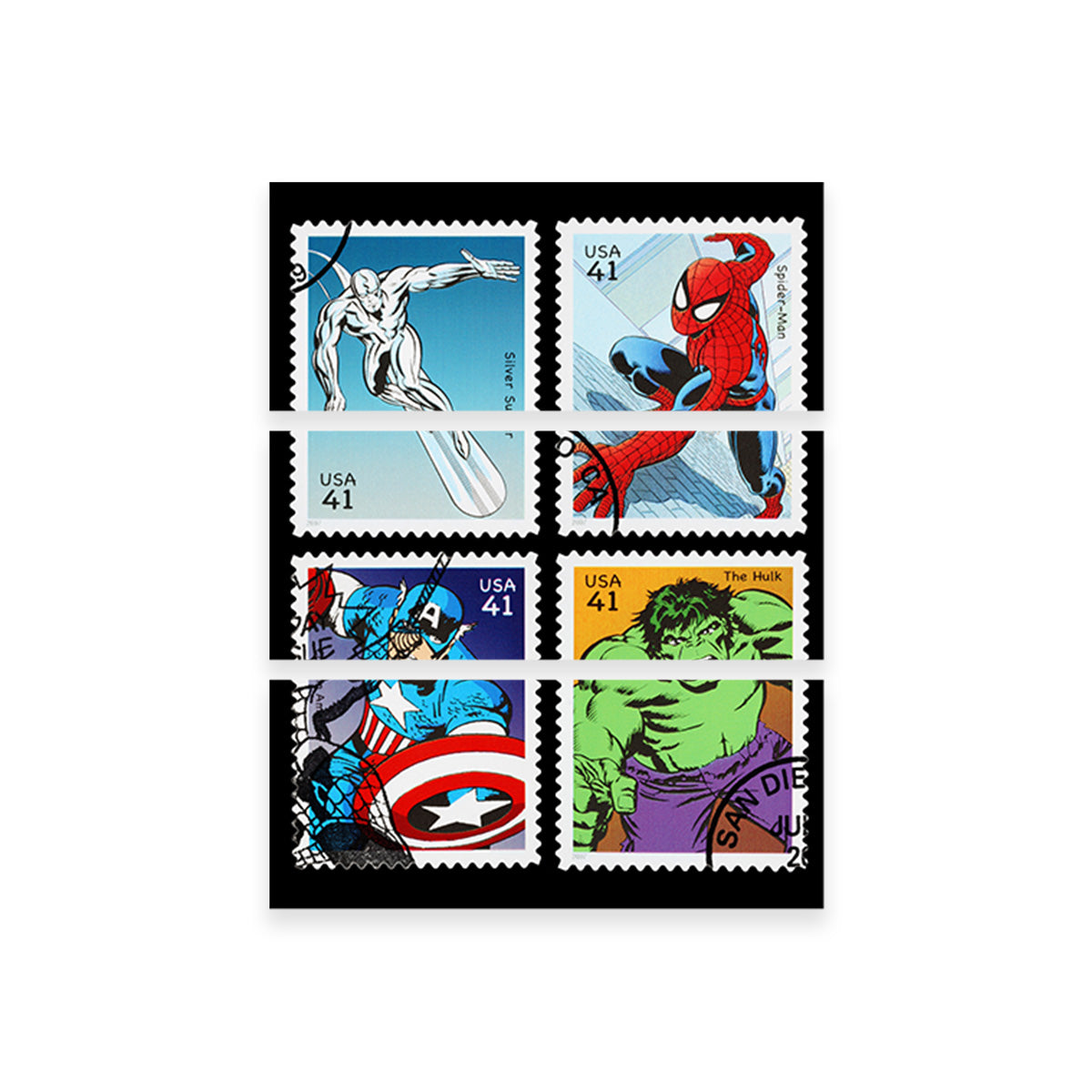 Superhero Postage Stamps Wall Art - High - Quality Decor for Your Space