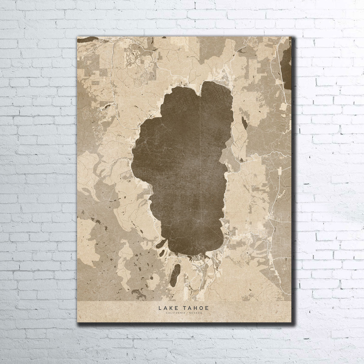 Stunning Lake Tahoe Map Wall Art by Blursbyai
