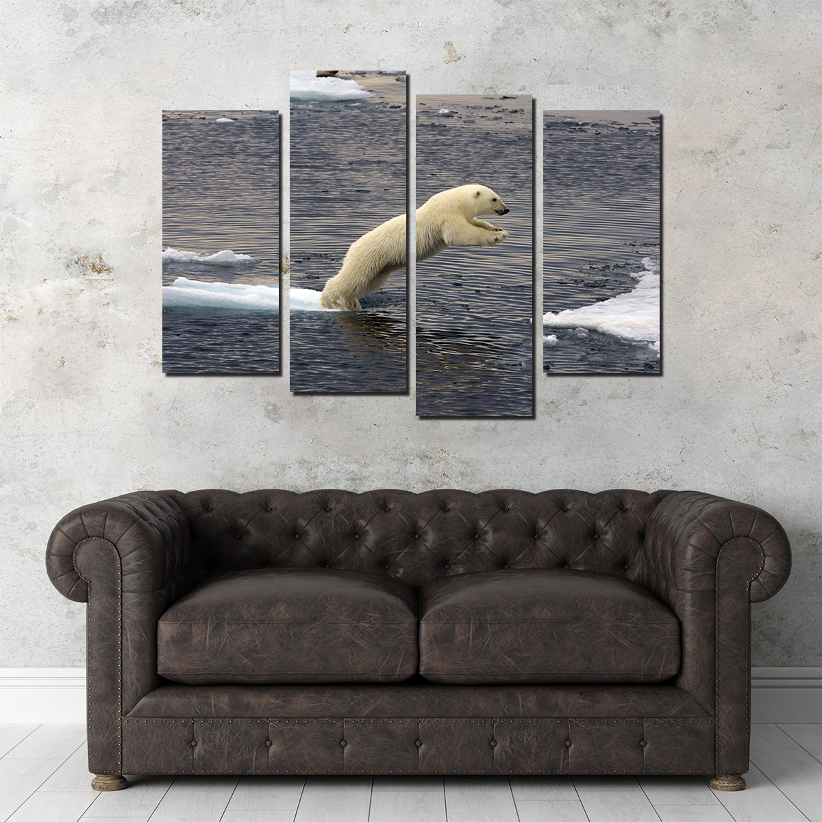 Eye - catching Jumping Polar Bear Wall Art for Stunning Home Decor